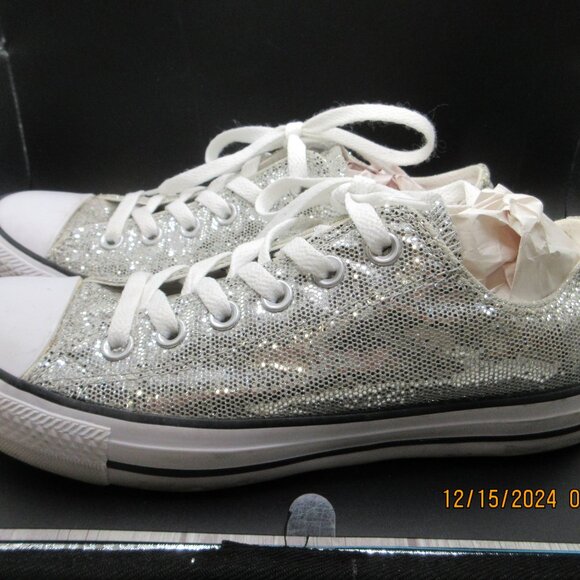 CONVERSE ALL STAR~SILVER MESH SEQUINED~GREAT FOR WEDDING~SIZE 8 - Picture 6 of 9